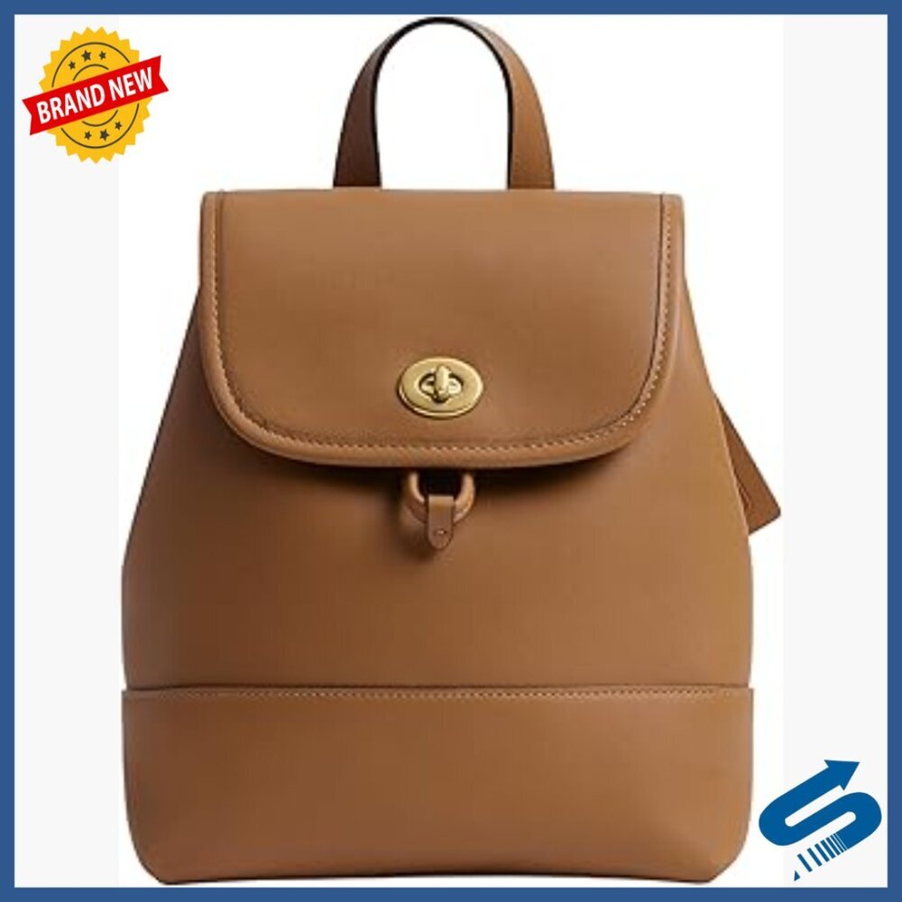 Leather Turnlock Backpack with Adjustable Straps and Top Handle